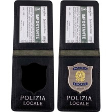 360SP Porta Placca e Tesserino in Pelle Polizia Locale Senza Placca by Ascot