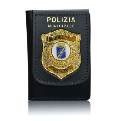 1WD114 Portafoglio con Placca Dorata Polizia Municipale by Vega Holster