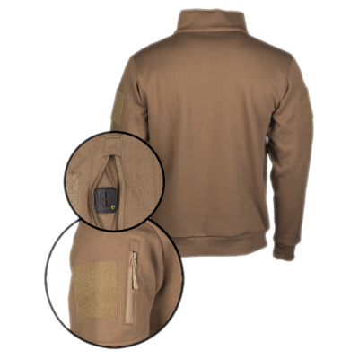 Felpa Tactical Sweatshirt Con Zip e Velcri Colore Coyote by Mil-Tec