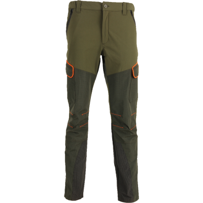 T104 Pantaloni Impermeabili con Parti in Kevlar Colore Verde/Arancio b