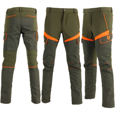 T115 Pantaloni Impermeabili con Parti in Kevlar Colore Verde/Arancio b