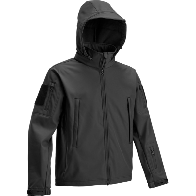 Softshell Tactical Jacket con Cappuccio Occultabile Colore Nero by Def