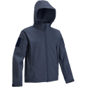 Softshell Tactical Jacket con Cappuccio Occultabile Colore Blue Navy b