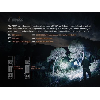 Torcia Led 1600 Lumen PD36R by Fenix