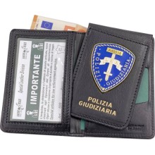 600P Portafoglio in Pelle Polizia Giudiziaria con Placca by Ascot